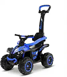 Quadriciclo Infantil Spider URBANIUS, Jipe 2 em 1 Passeio e Pedal com Haste Empurradora Luz e Música, Crianças 1 a 4 Anos (Azul)