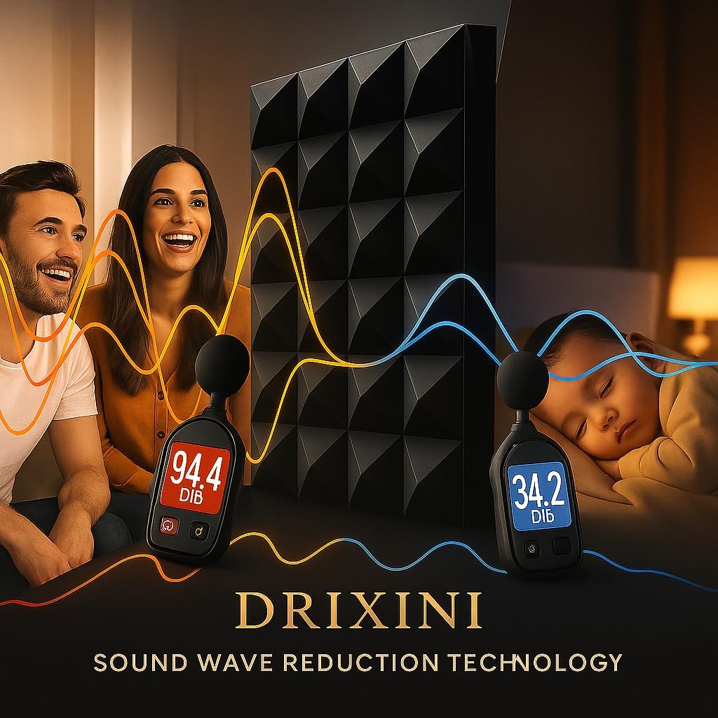Acoustic Panels 30x30x5 cm – Professional Sound Absorbing Foam for Studio, Podcast, Home and Office – Set of 6-48 Pieces with Tape – Reverb Suppression and 3D Decoration (Yellow, 48 pcs)