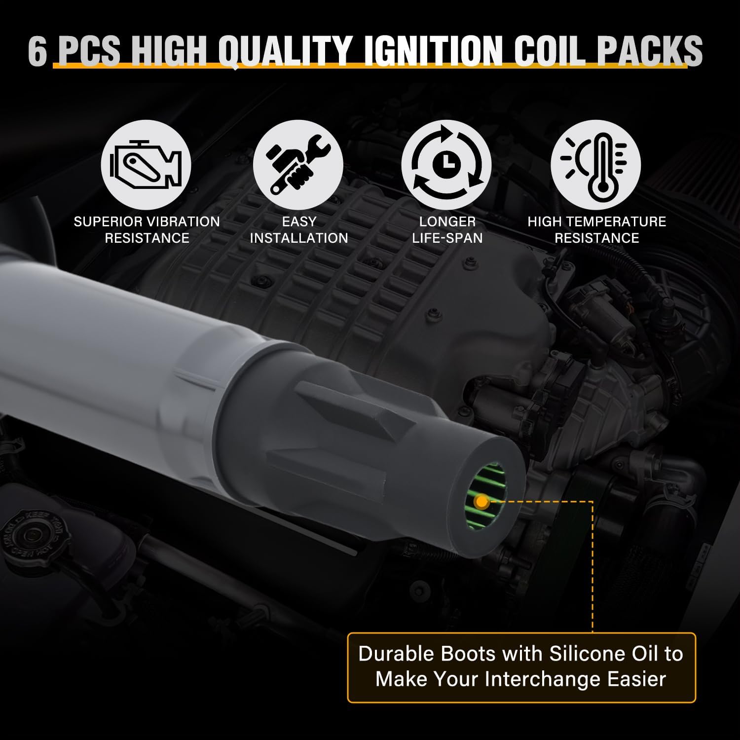 Nilight Ignition Coil Pack Fit for Ford Edge Explorer F150 Flex Taurus Lincoln MKS MKT MKZ Mazda 6 CX-9 Mercury Sable 3.5L 3.7L V6 2007 2008 2009 2010 2011-2016 OE# UF553 DG520 Ignition Coils Set of 6