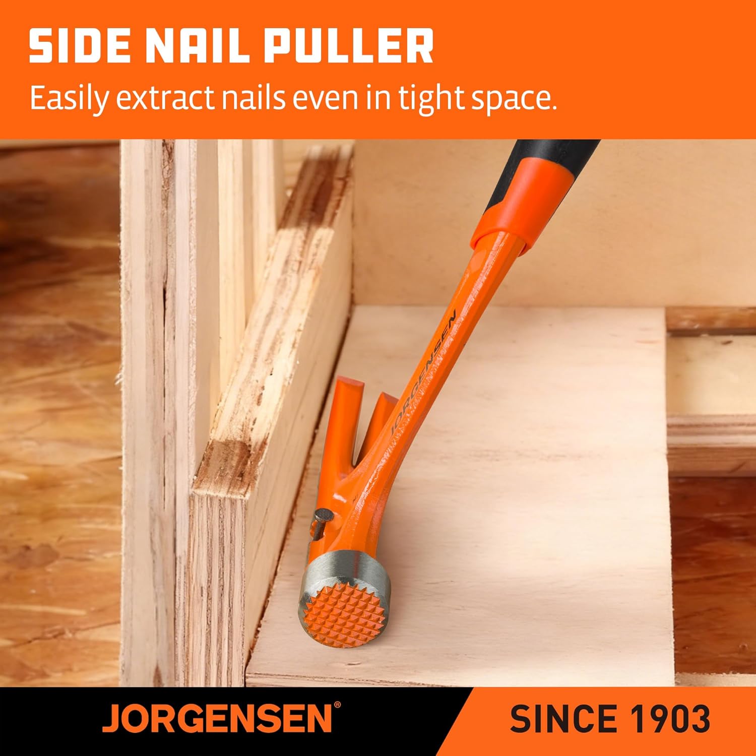 Jorgensen 16 oz Straight Claw Hammer, Rip Claw Hammer with Milled Face & Shock Absorbing Grip, Heavy Duty One-piece Forged Hammer