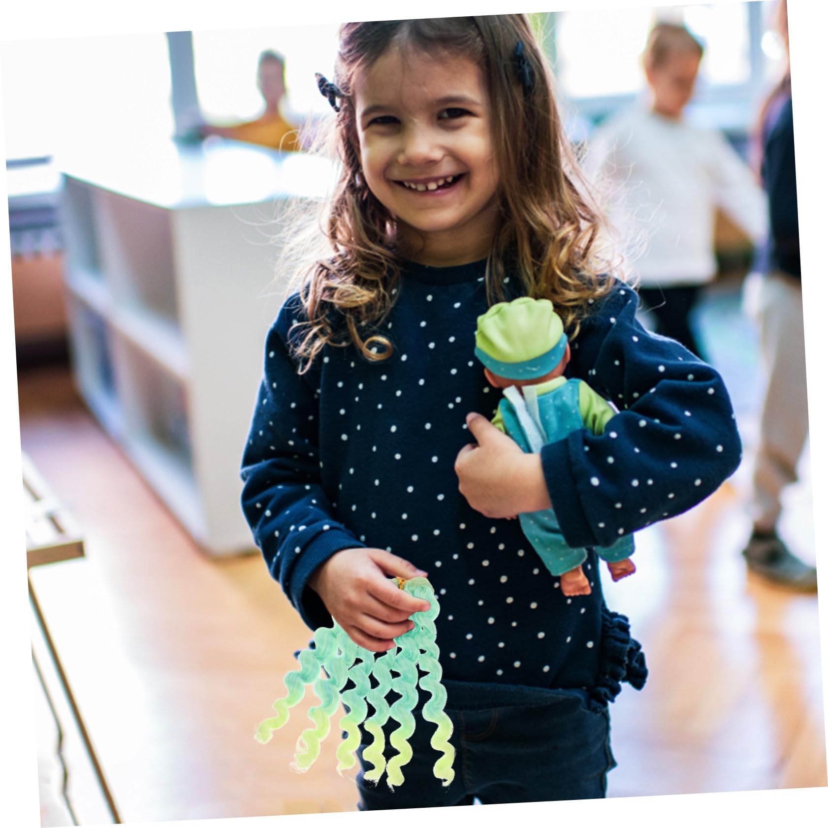 VILLCASE Cotton Doll Wig Set Long Curly Doll Hair Heat-Resistant Reusable for Small Doll Decorative Wigs