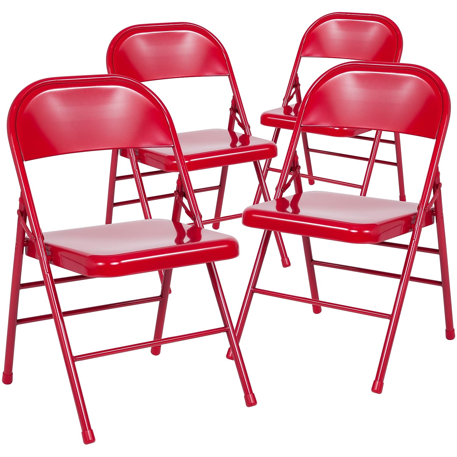 Flash Furniture 4 Pack HERCULES Series Triple Braced & Double Hinged Red Metal Folding Chair