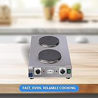 Vista 8 de Cadco CDR-2CFB Space Saver - Placa caliente de hierro fundido doble de 120 voltios