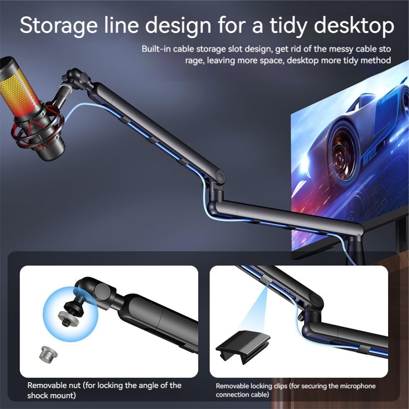 Braccio Per Microfono Da Scrivania Morsetto Con Assorbimento Degli Urti | Supporto per Braccio Microfono Per Podcasting Studio Musica Canto E Per Contenuti Desktop Computer