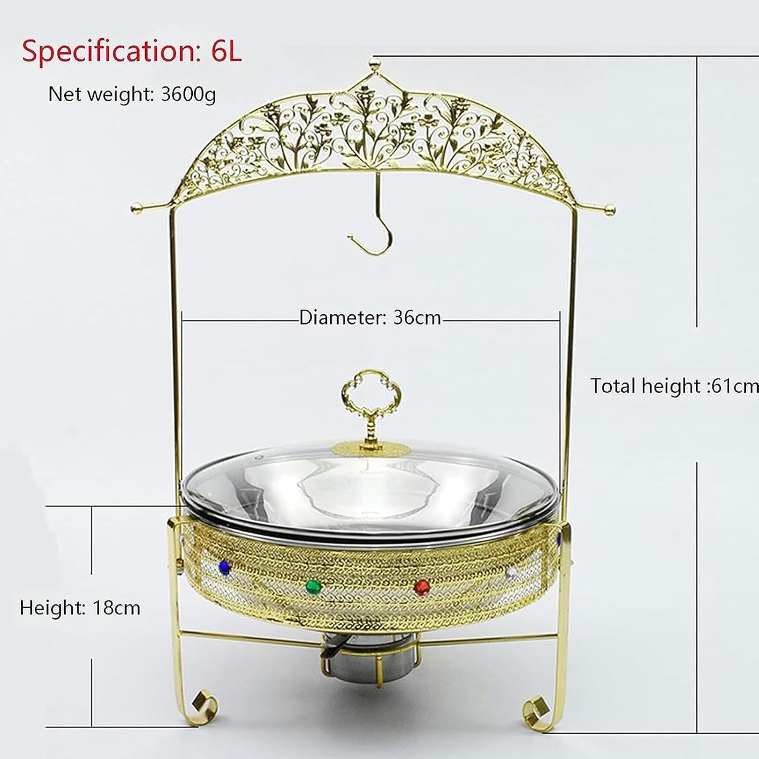 Stainless Steel Buffet Hot Plates - Hot Pot Buffet Set with Glass Lid for Food Warming Catering - Buffet rs and Heaters for Parties and Events,C (B)