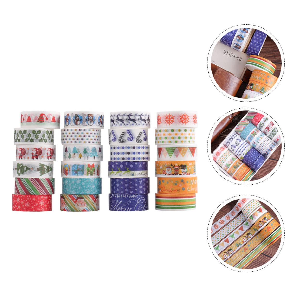 TEHAUX 168rollos Washi Tape Decorativo De Navidad para Manualidades y Scrapbooking Cinta Adhesiva De Oficina Diseño Creativo para Decorar Proyectos y Fiestas