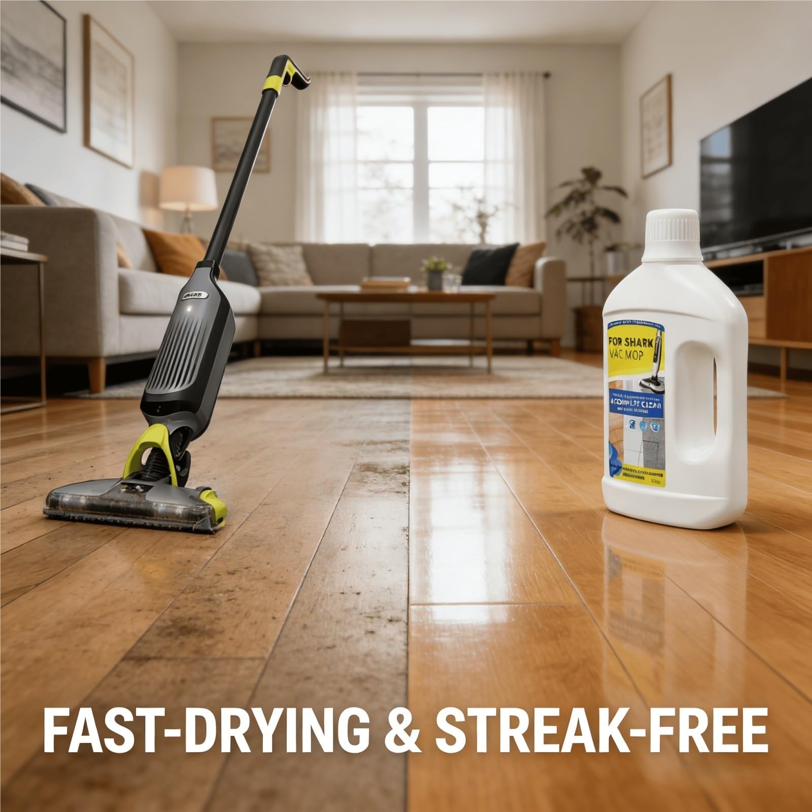 Compatible con Shark VACMOP VM252 Limpiador Sin Cable Limpiador Multisuperficies for Suelos 1L Solución de Limpieza for Madera Sellada Baldosas Laminato Fragancia Primaveral(2 bottle)