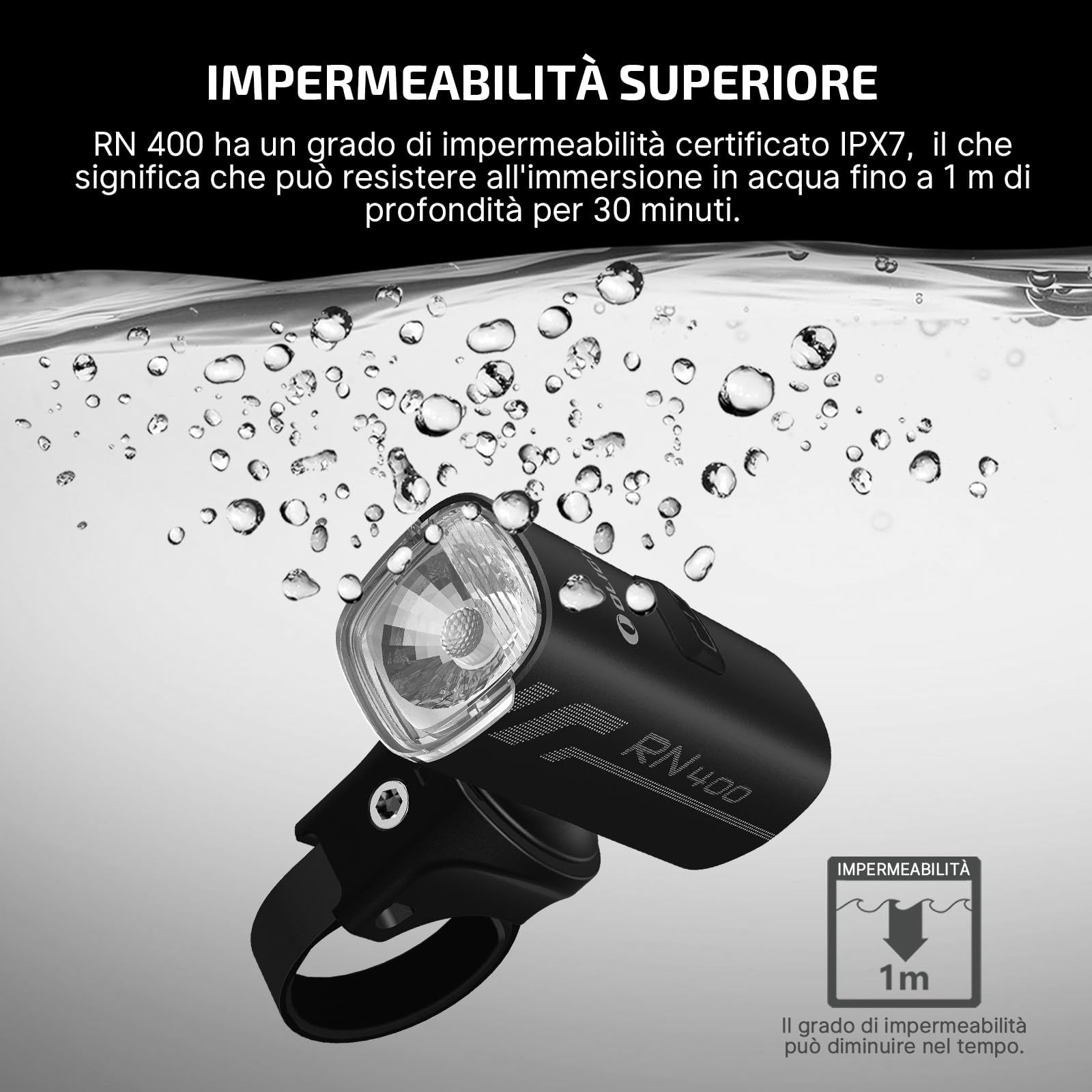 OLIGHT RN 400 Luce Bici Luce Anteriore della Bicicletta, Bici fari 400 Lumen Ricaricabile Impermeabili IPX7 Luci Bici, Luce Bici Anteriore 5 Modalità Super Luminoso Led Ciclo Faro per Bici Strada