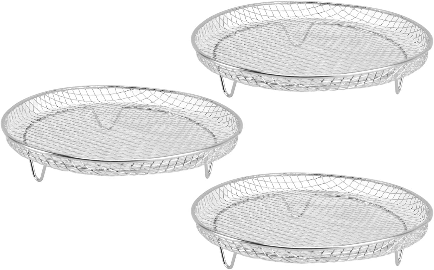 3PCS Stackable Fryer Rack Set, 304 Stainless Steel Multi Layer Dehydrator Rack 8 Inch Accessories for Air Fryers, Ovens, and More (Round)