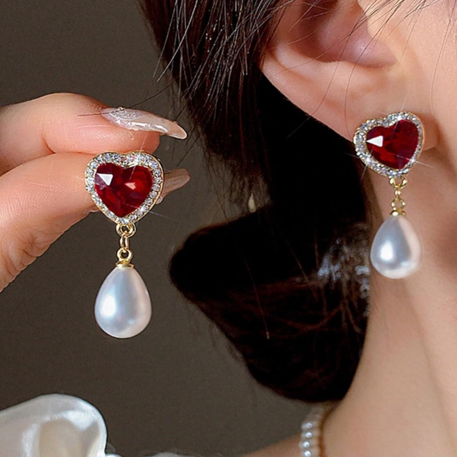 Red Heart Necklace Pendant Necklace Y2K Jewelry Puffy Heart Choker Red Accessories for Women Valentines Necklace - Image 7