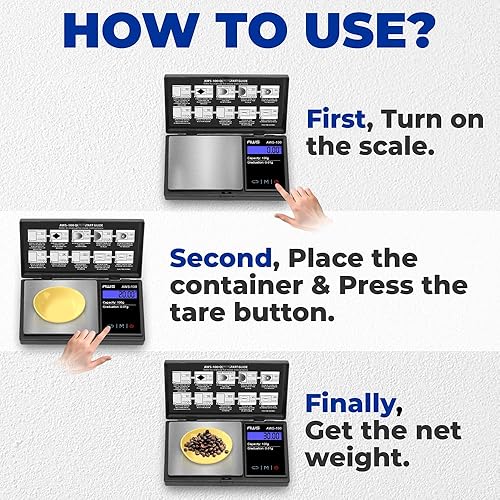 Vista 3 de American Weigh Scales 100g x 0.01g Digital Pocket Scale Precision Digital Scale LCD Display Grams Ounces, Jewelry Scale, Small Pocket Food, Negro