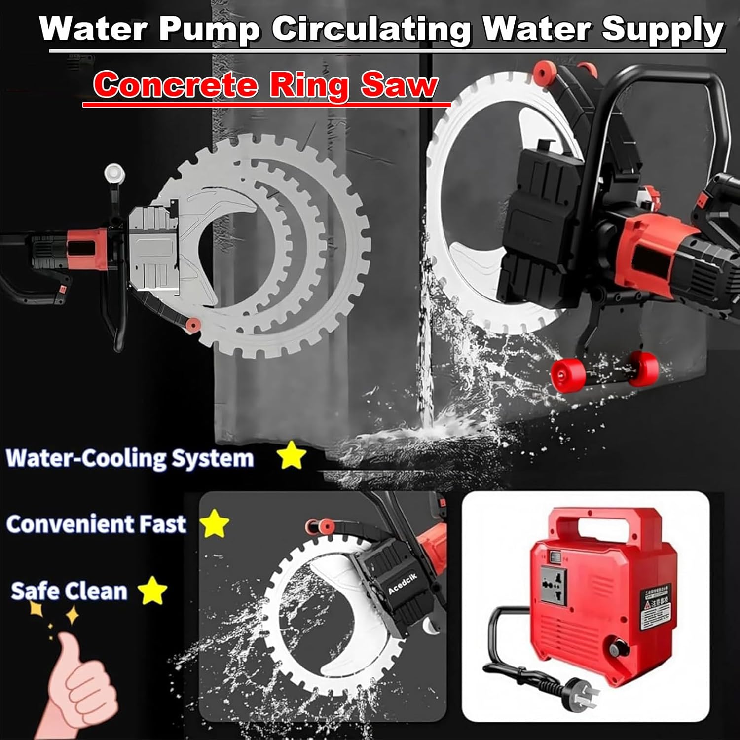 9800w Concrete Ring Saw, Electric Concrete Demolition Ring Saw (16-23.6 Inches) with Water Supply and Dust Suppression, Suitable for Granite,Porcelain,Concrete 410