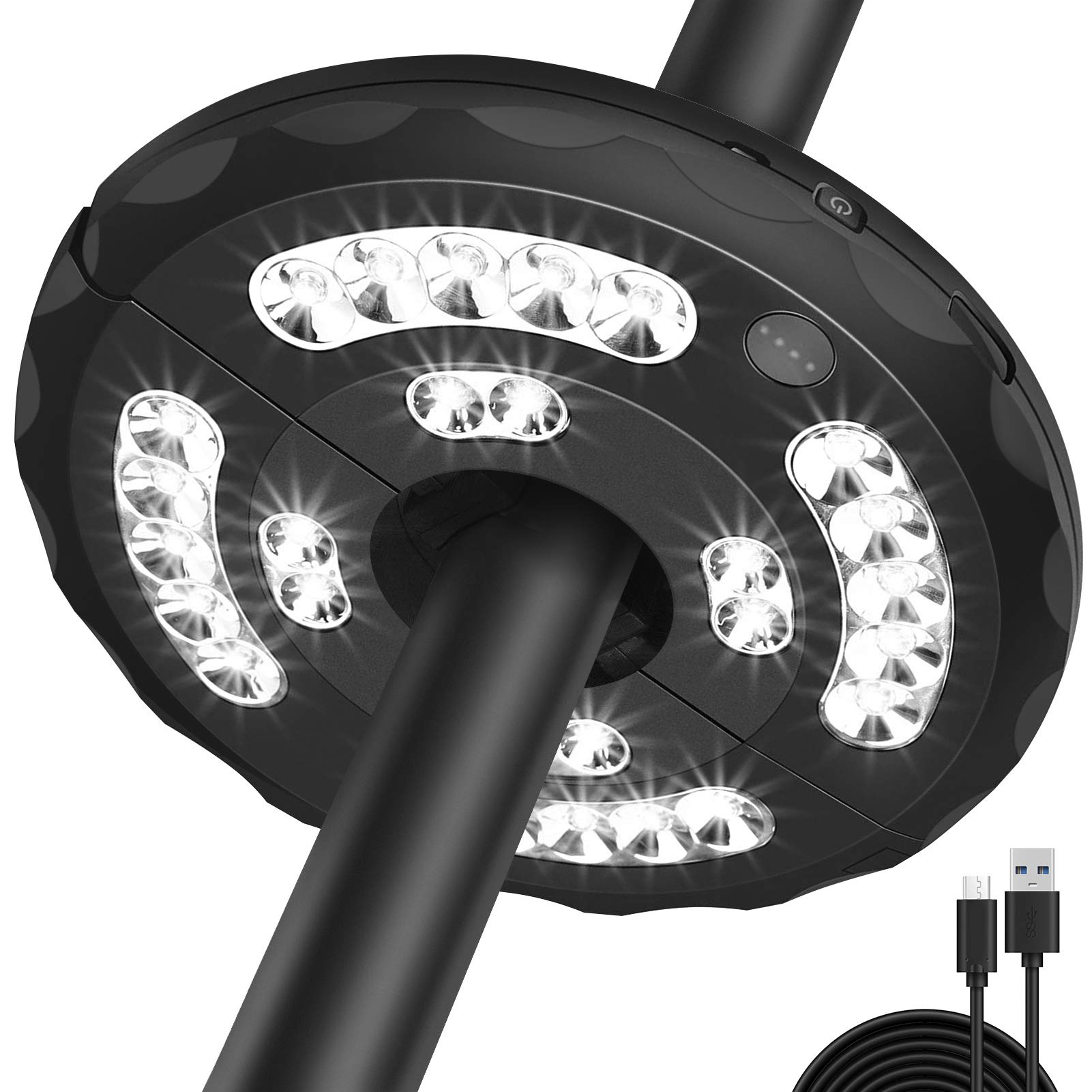 Umbrella Light, Patio Umbrella Lights 3 Brightness Mode 28 LED at 220LM, Built-in Lithium Battery Operated, Patio Umbrella Cordless Light for Camping