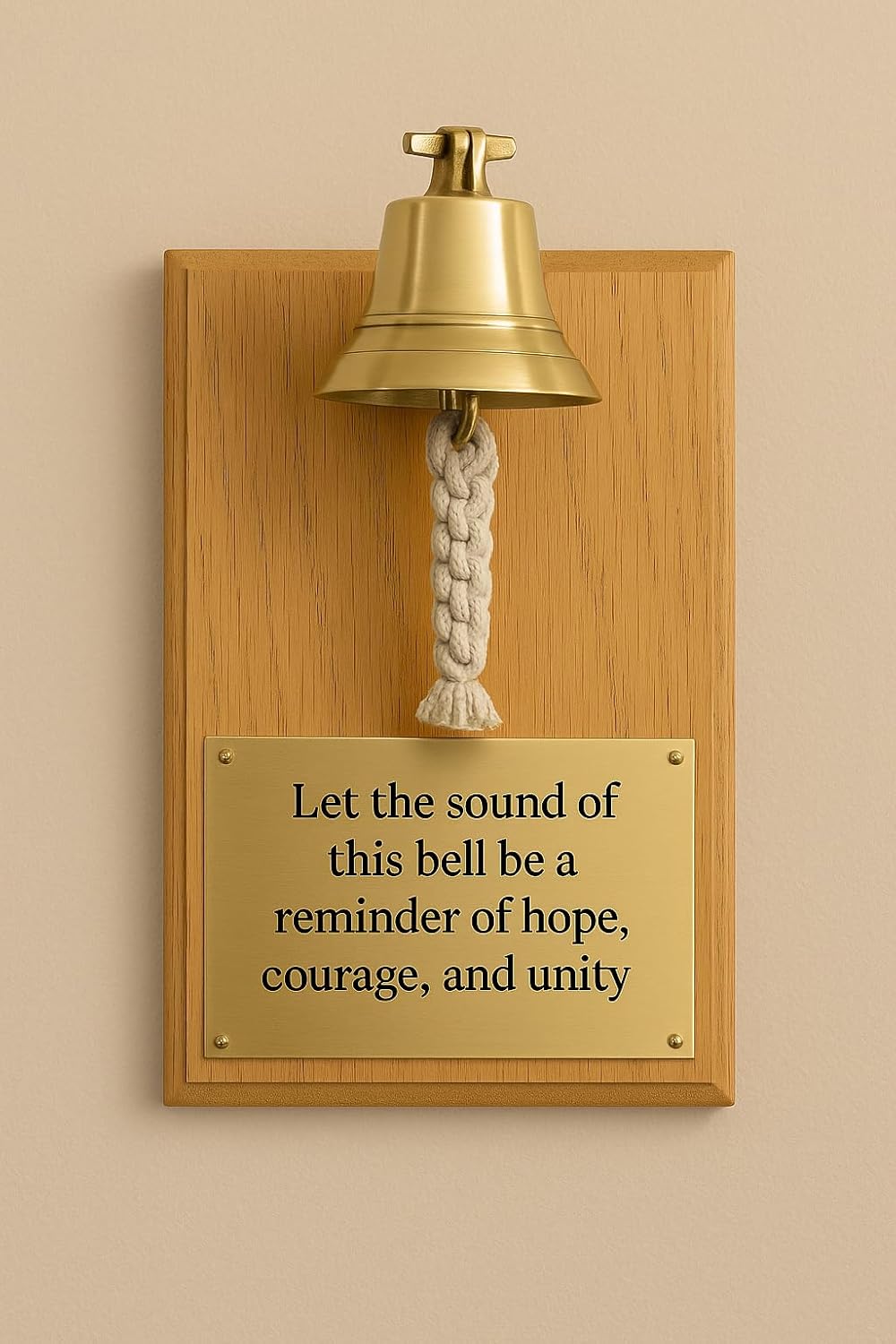 Personalized Antique Wooden Wall Bell with Inspirational Quote – Handmade Antique Gift for Graduation, Retirement, Recovery, Home or Office Decor – 12"x8" Wood Base with 4"x4" Brass Bell