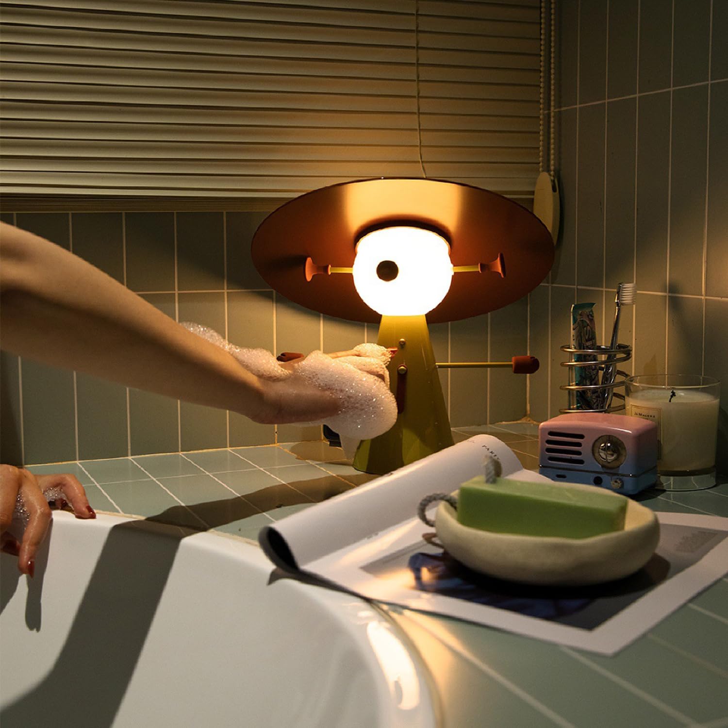 OOWOKS Lámpara de mesa inalámbrica Buddy-Mini con figura, luz táctil de 3000K luz cálida lámpara LED regulable para mesita de noche con batería de 3000mAh lámpara de mesa decorativa con diseño,A