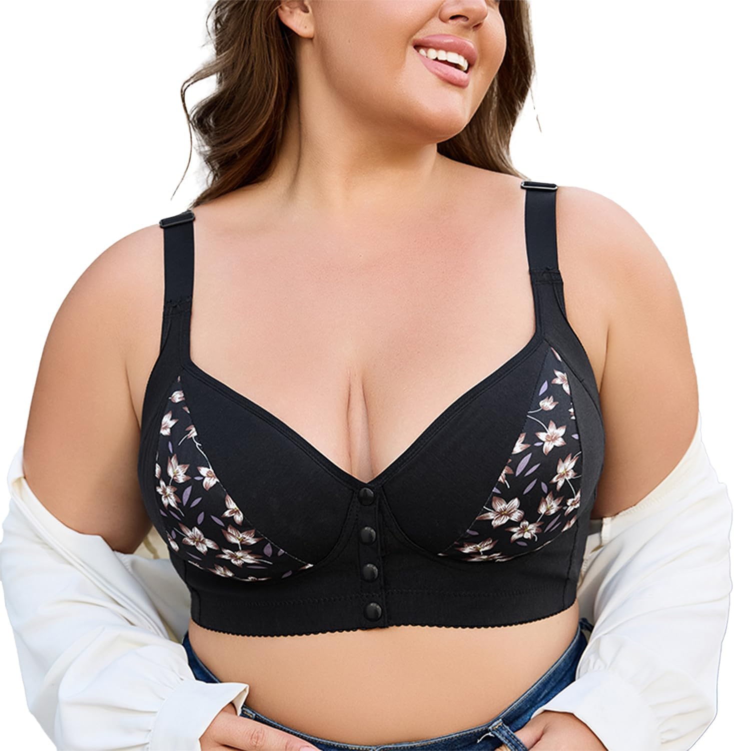 Large Size Bra Non Underwire Women Comfort Seamless Front Closure Bras Push-up Everyday Lingerie - Image 3