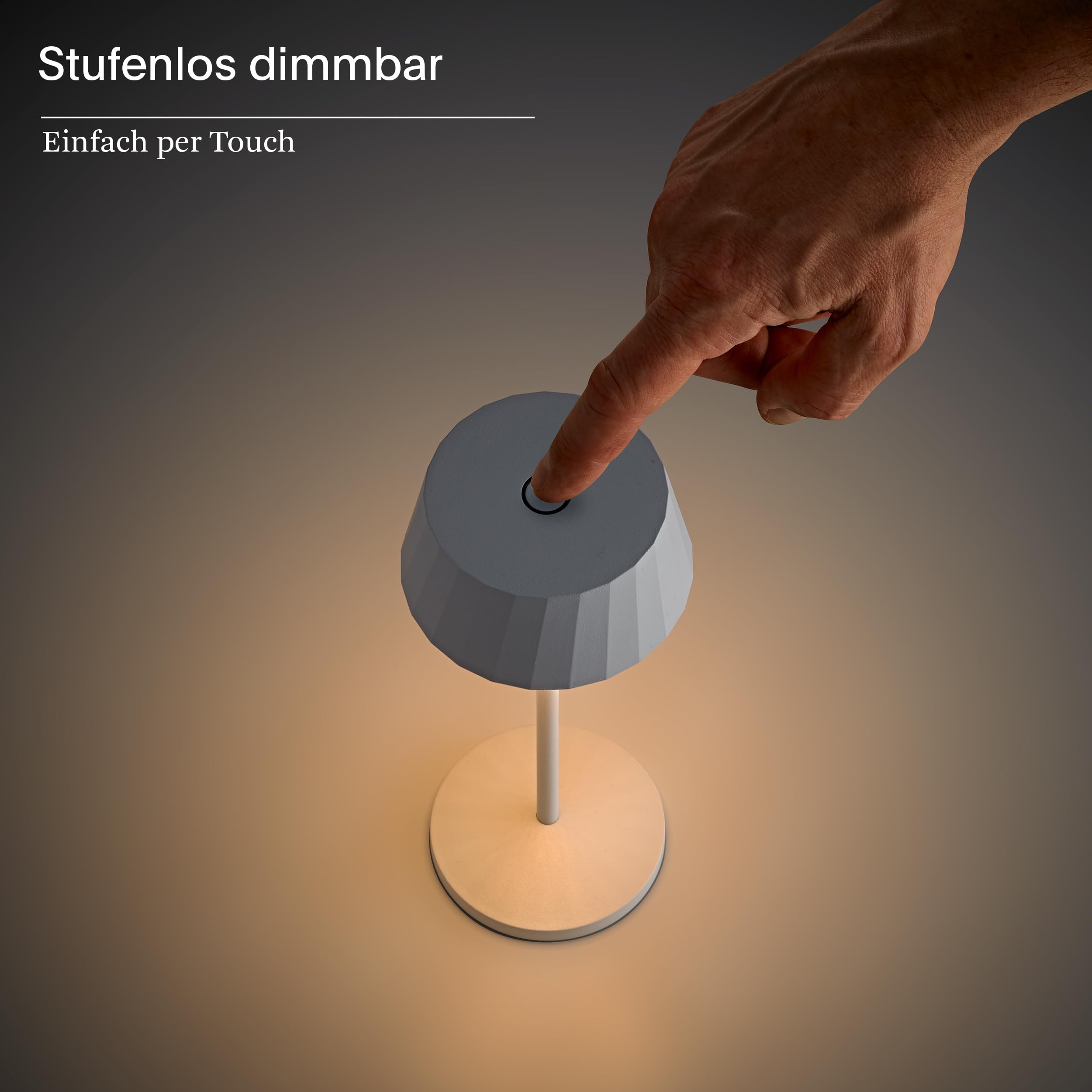 SIGOR Facetta 3er-Set dünenbeige inkl. Ladestation - LED Akku-Tischlampe dimmbar & kabellos mit FlexMood (2200K/2700K), bis 12h Leuchtdauer, USB-C Ladefunktion, IP44 Outdoor & Indoor