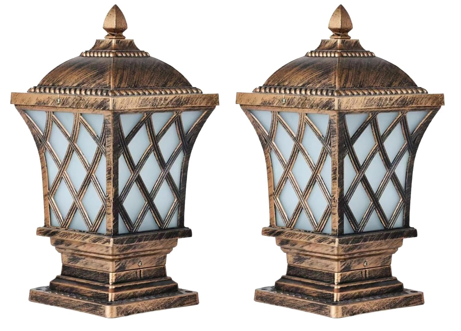 Antique Bronze Finish Aluminum Post Lamps with Frosted Lattice Glass - Waterproof Decorative Exterior Lights for Garden, Main Gate, Driveway, and Fence Post-image-42