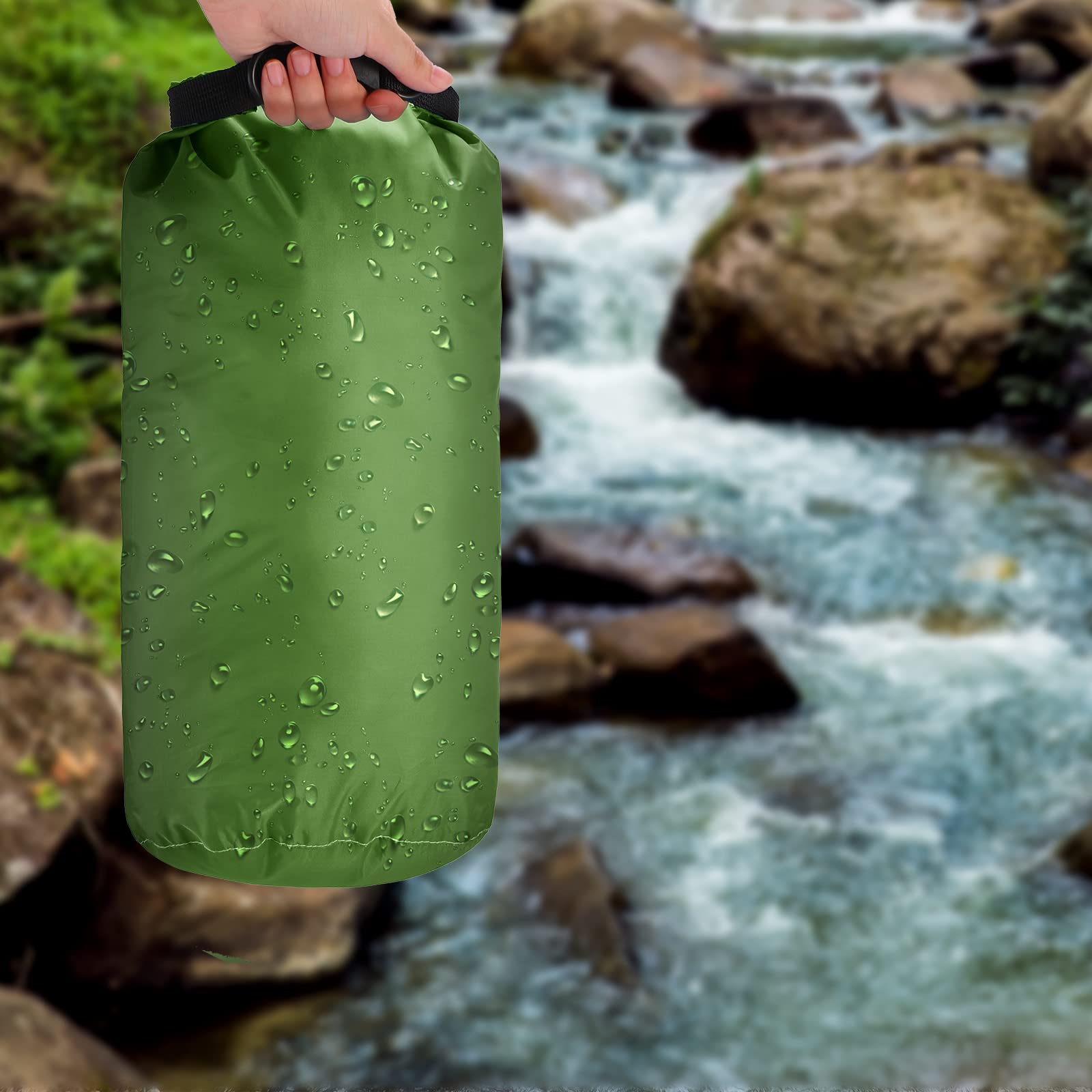 Set di 6 sacchi impermeabili leggeri e ermetici, con 20 l, 15 l, 10 l, 8 l, 5 l, 3 l, e tracolla lunga regolabile, per kayak, canottaggio, escursionismo, campeggio
