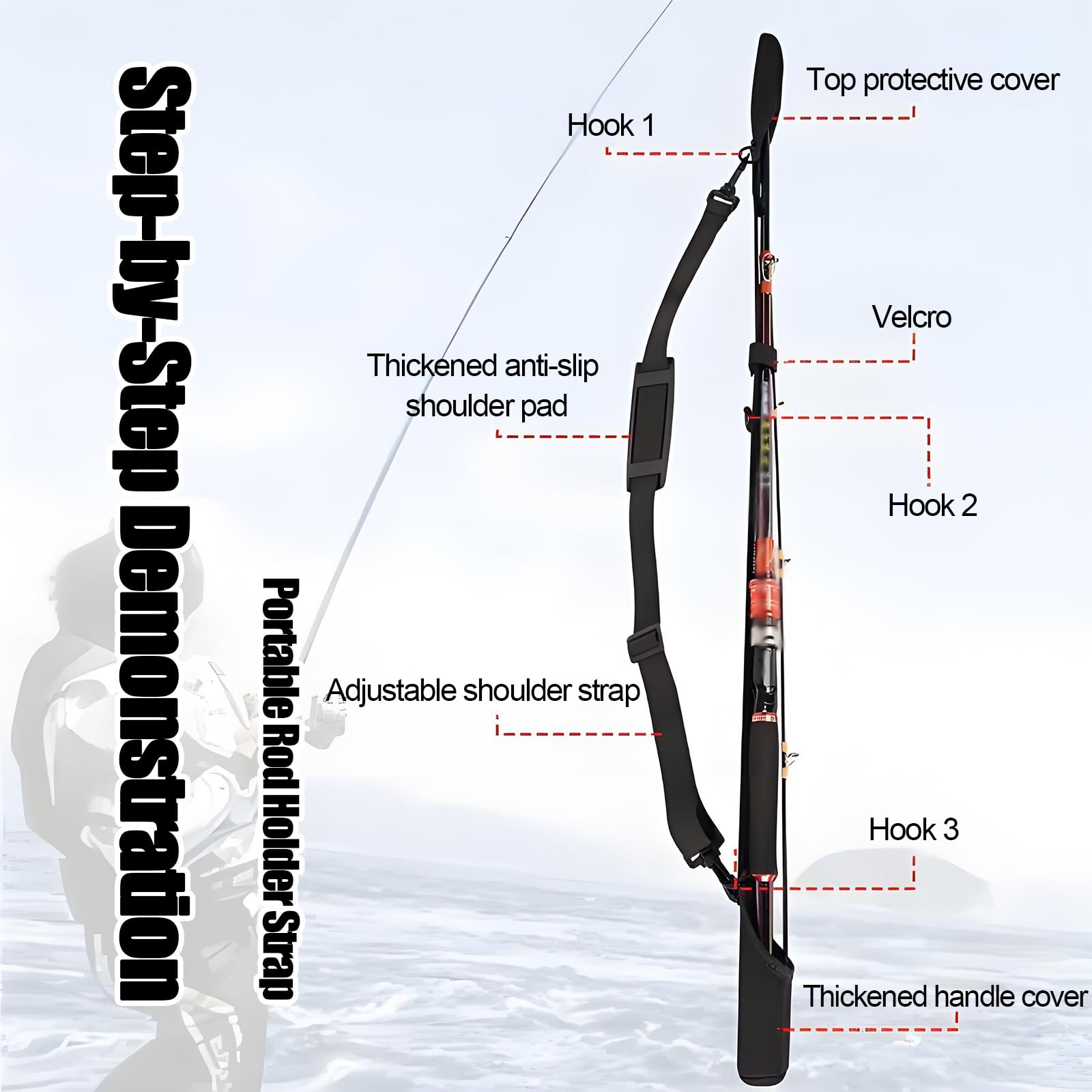 Protector de Caña de Pescar Ajustable en Neopreno Magic Baits - Cinta Protectora Duradera y Resistente para Cañas de Pesca de Dos Piezas, para Transporte Seguro y Protección Óptima (Negro, 1 Par)