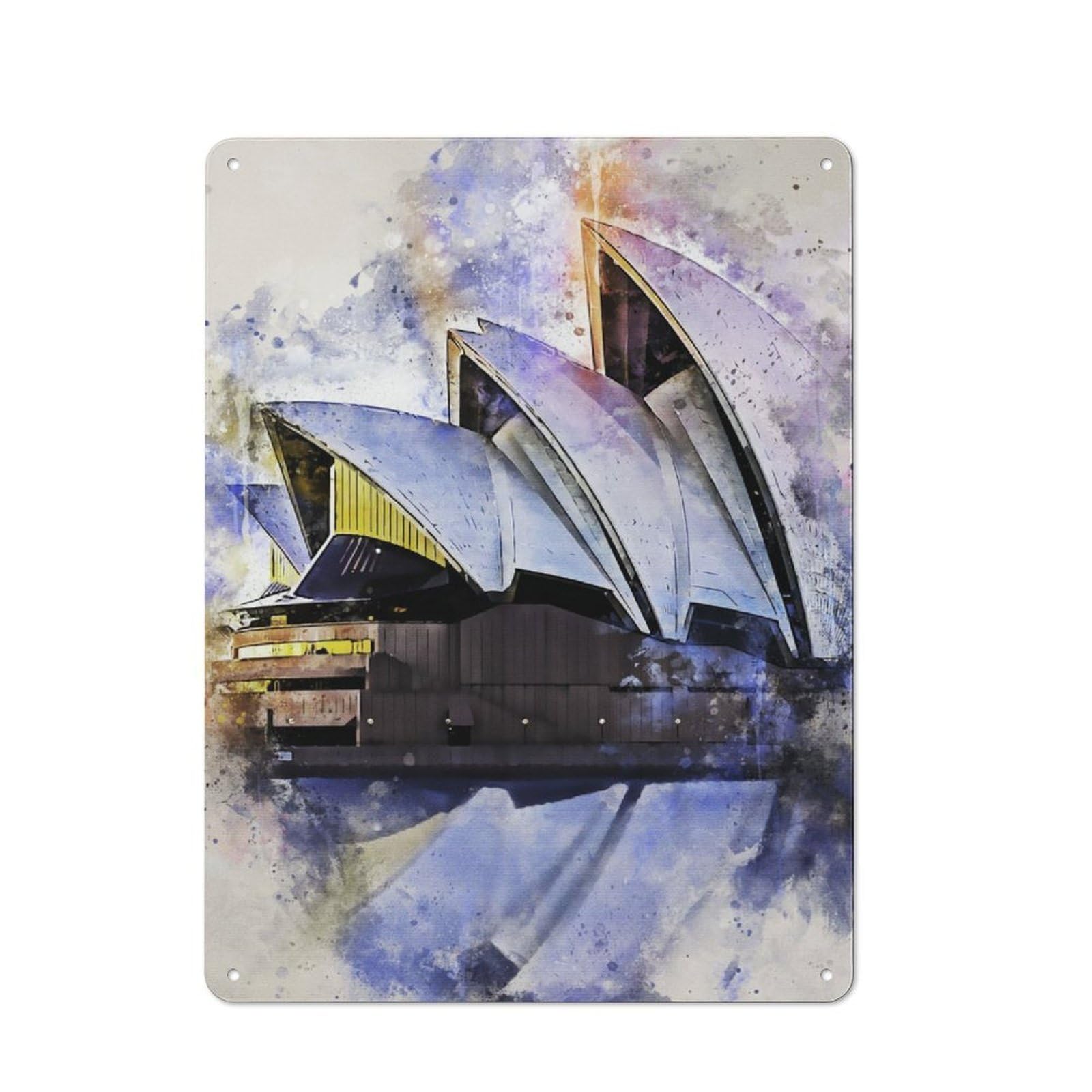 Retro Metal Wall Sign 40x30cm Featuring Sydney in Watercolor for Hallway Wall, for Garage, Workshop And Man Cave Decoration