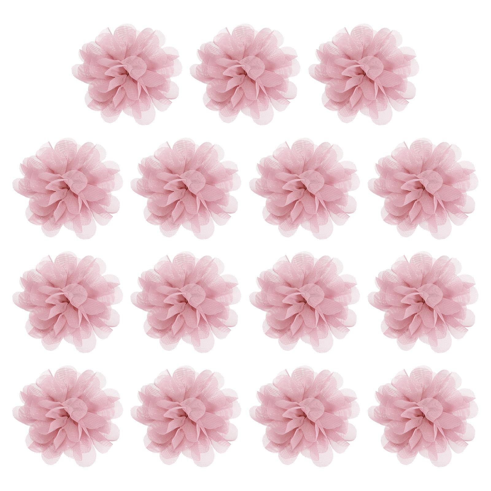 YELARXI Chiffon Flowers, Sewing Fabric Appliques, Chiffon Flowers Appliques - Fitting for (Women/DIY Crafts/Headbands/Hair Accessories/Wedding/Party/Corsage) 2 Inch & 15 Pack & Dark Pink — image 1