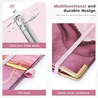 Vista 335 de Ospelelf Mini 3 Ring Binder, 2 Inch, Cute Pink Marble Binder for 5.5" x 8.5" with 5 Tab Dividers, File Folder Labels and Low Profile Clipboards