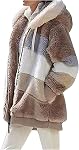 Veste en peluche pour dames Teddy Fleece Casual Checkered Hiver Coat Lapel manches longues Solid Color Outwear with Pockets