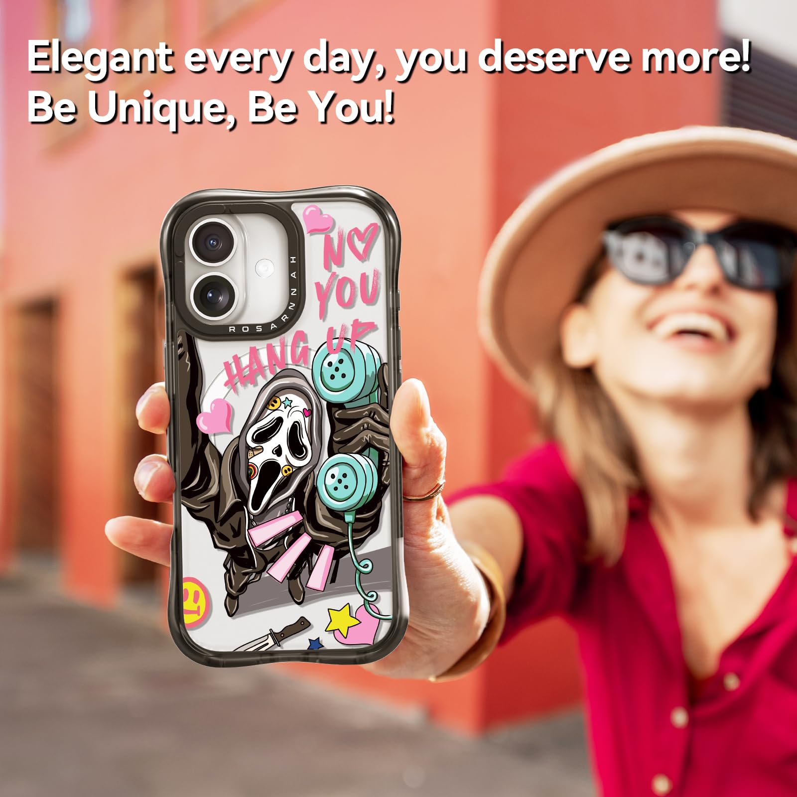Rosarnnah Bonita funda para iPhone, compatible con Magsafe, protección contra caídas de grado militar de 20 pies, a prueba de golpes, divertido diseño de esqueleto para iPhone (6.1 pulgadas), color