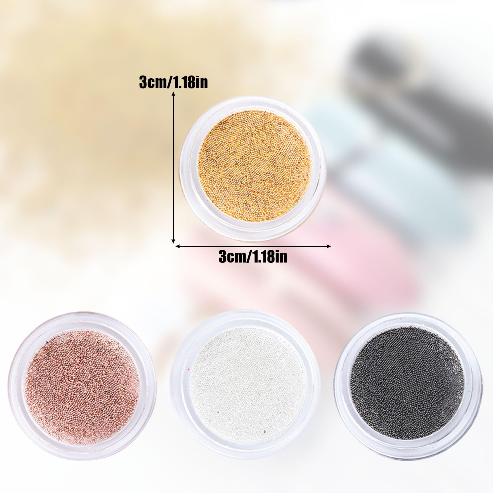 Caviar Beads for Nail Art - 4 Jar Black Gold Silver Micro Beads 0.4mm Tiny Steel Balls 3D Charms Decorations Accessories - Image 2