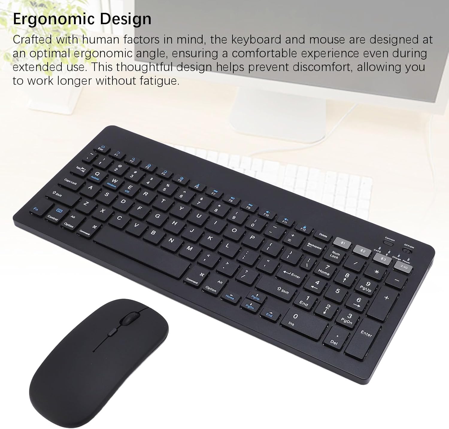 Tangxi Wireless Keyboard and Mouse Combo, 2.4G Full Size Thin Wireless Keyboard Mouse with Numeric Keypad, Rechargeable for Computer, Laptop, PC (Black)