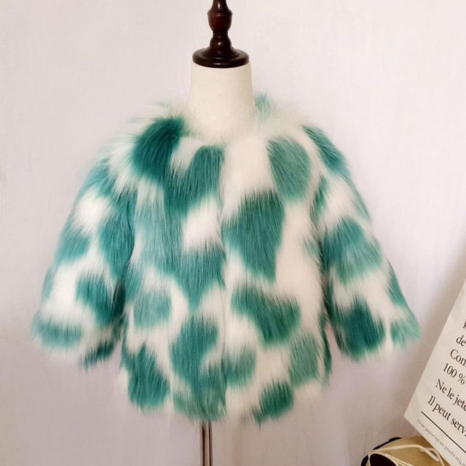 Freebily Girls Toddlers and Kids Faux Fur Cardigan Jacket Long Sleeve Fuzzy Fleece Printed Coat Winter Warm Outerwear