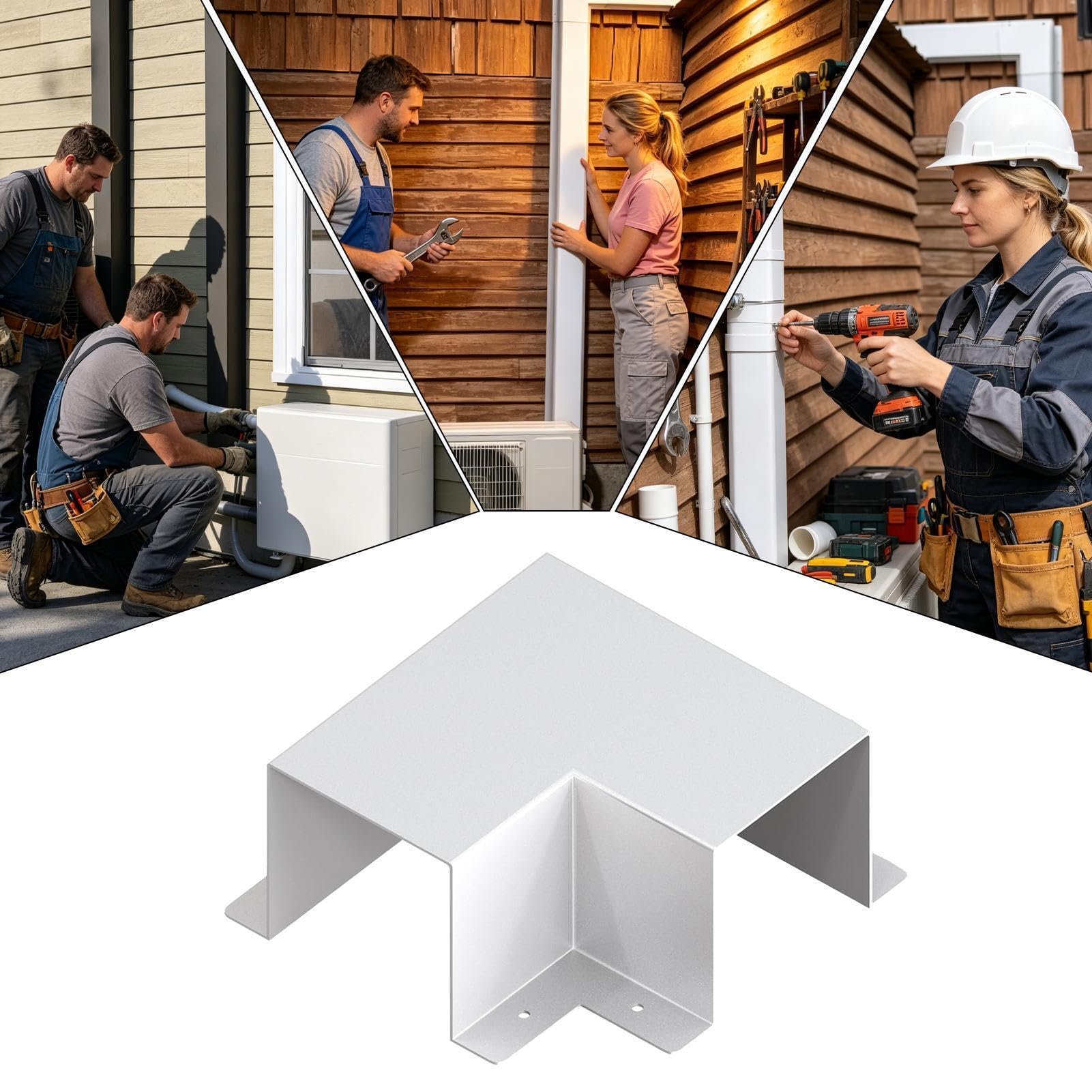 Pokrywa linii AC - metalowe dekoracyjne części 90 stopni, 10 x 10 cm pokrywa zestawu linii zagięcia | do dzielonego systemu kanałów pompy ciepła HVAC dzielonego garażu zewnętrznego