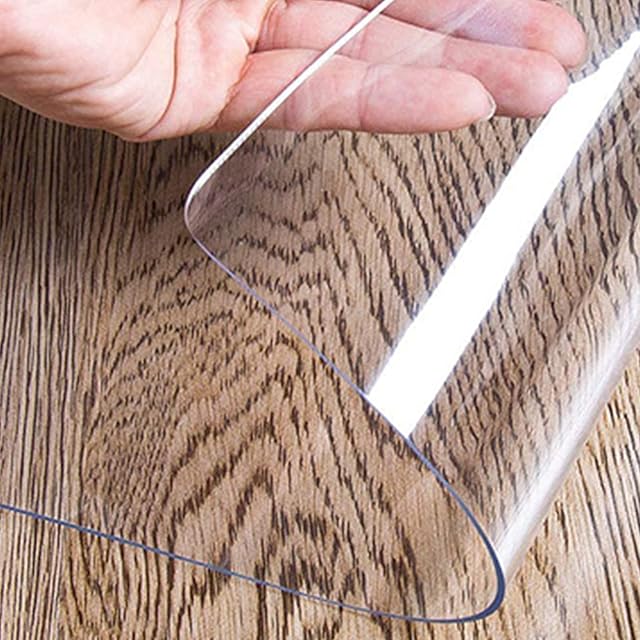 Nlmayt Clear Desk Pad, 90 * 40cm Transparent Desk Cover Protector with Round Edge, Heat Resistant and Waterproof PVC Desk Protector Mat for Office and Home, Writing Desk