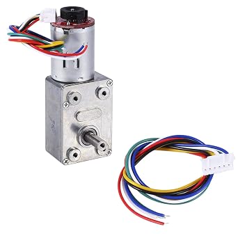 DC Motor 12V Gear Encoder Micro Electric Motor High Torque Worm Geared Motor Reduction Motor with Encoder Srong Self-locking for Science Projects (10RPM)