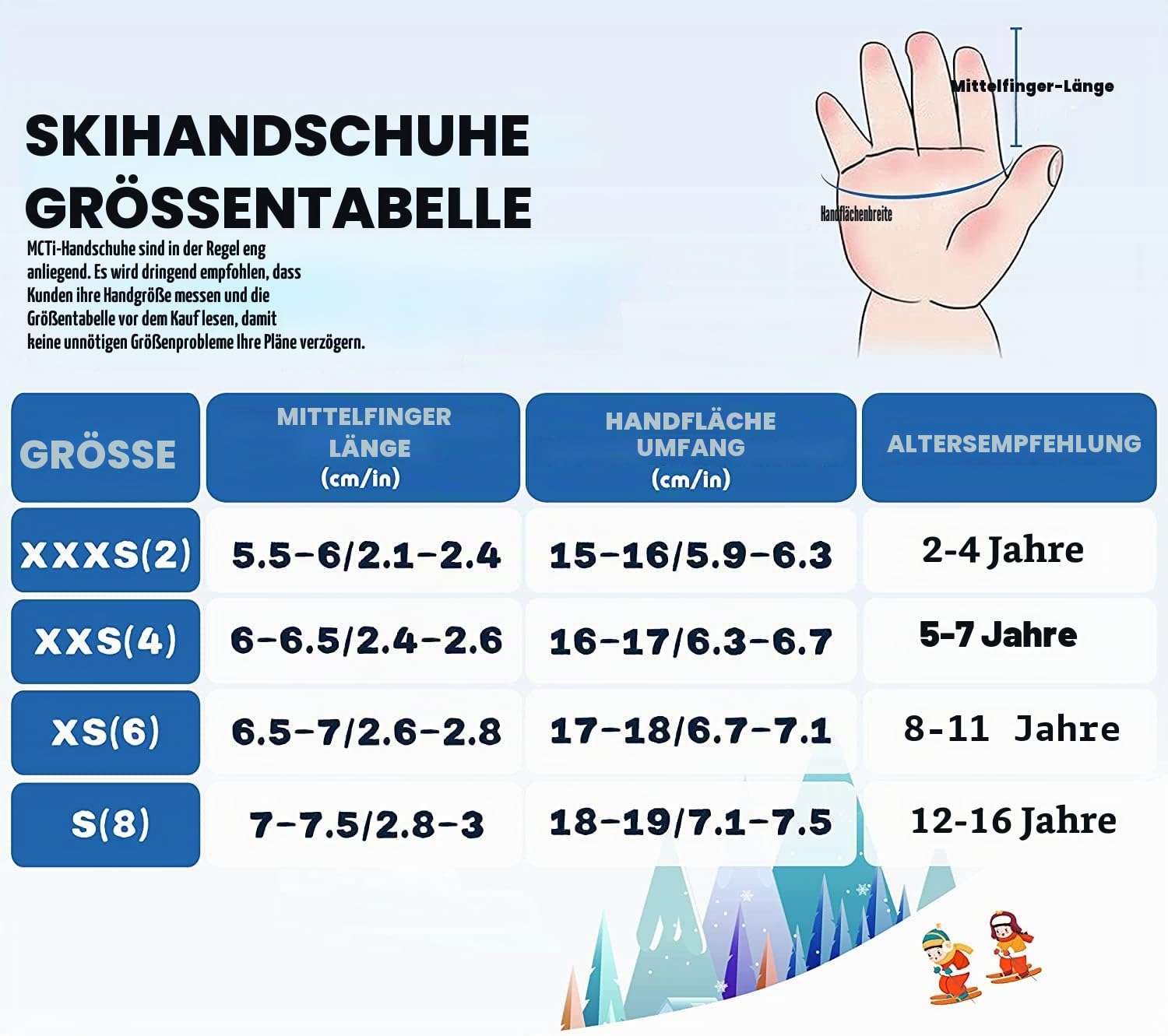 MCTi Skihandschuhe fäustlinge Kinder Wasserdicht Wärme Junge Mädchen 1-15J