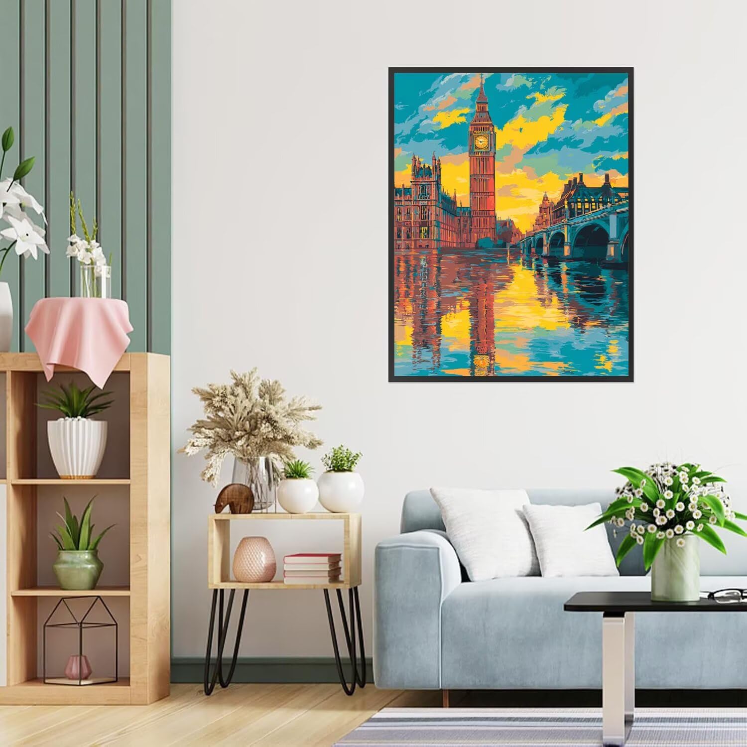 Dipingere con i Numeri Adulti Acqua, cielo Dipingere con i Numeri Bambini DIY Kit, Set Premium con Pennelli, Decorazione Casa & Creativo Regalo di Compleanno, Attività di Tempo libero 70x95cm z-404