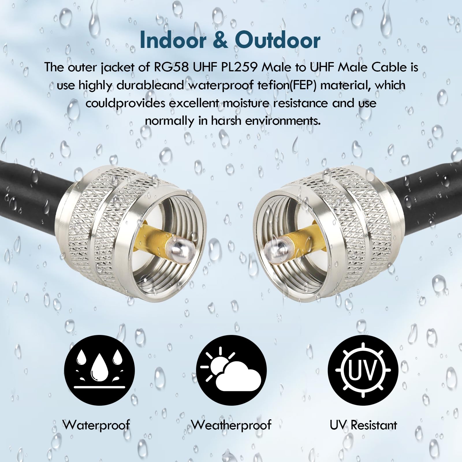 MOOKEERF Câble coaxial CB – Câble coaxial RF RG58 PL-259 UHF mâle vers mâle à faible perte pour radio CB radio amateur analyseur d'antenne, compteur SWR (rouge)