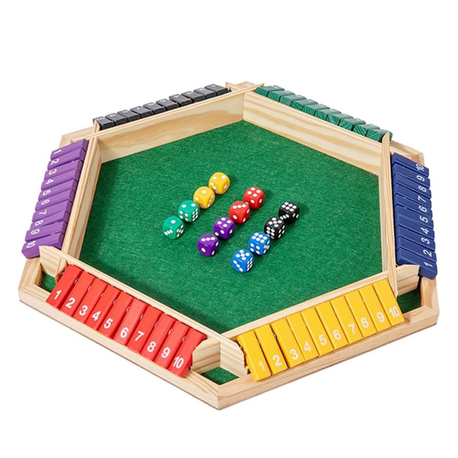 Gra Shut The Box 6 graczy, drewniana matematyka tradycyjna Pub planszowa gra w kości edukacyjna rodzina dla dzieci dorośli-Multicolor-2PCS