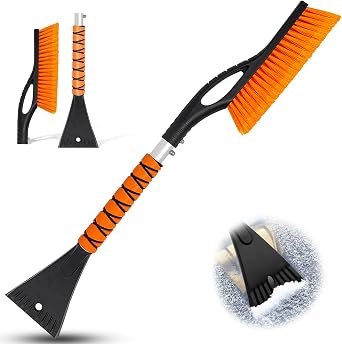 Snow Brush & Ice Scraper, 27 Inch, Ice Scrapers for Car Windshield, Detachable Snow Removal Tool with Ergonomic Foam Grip for Cars Trucks Suvs Heavy Duty Abs, PVC Brush