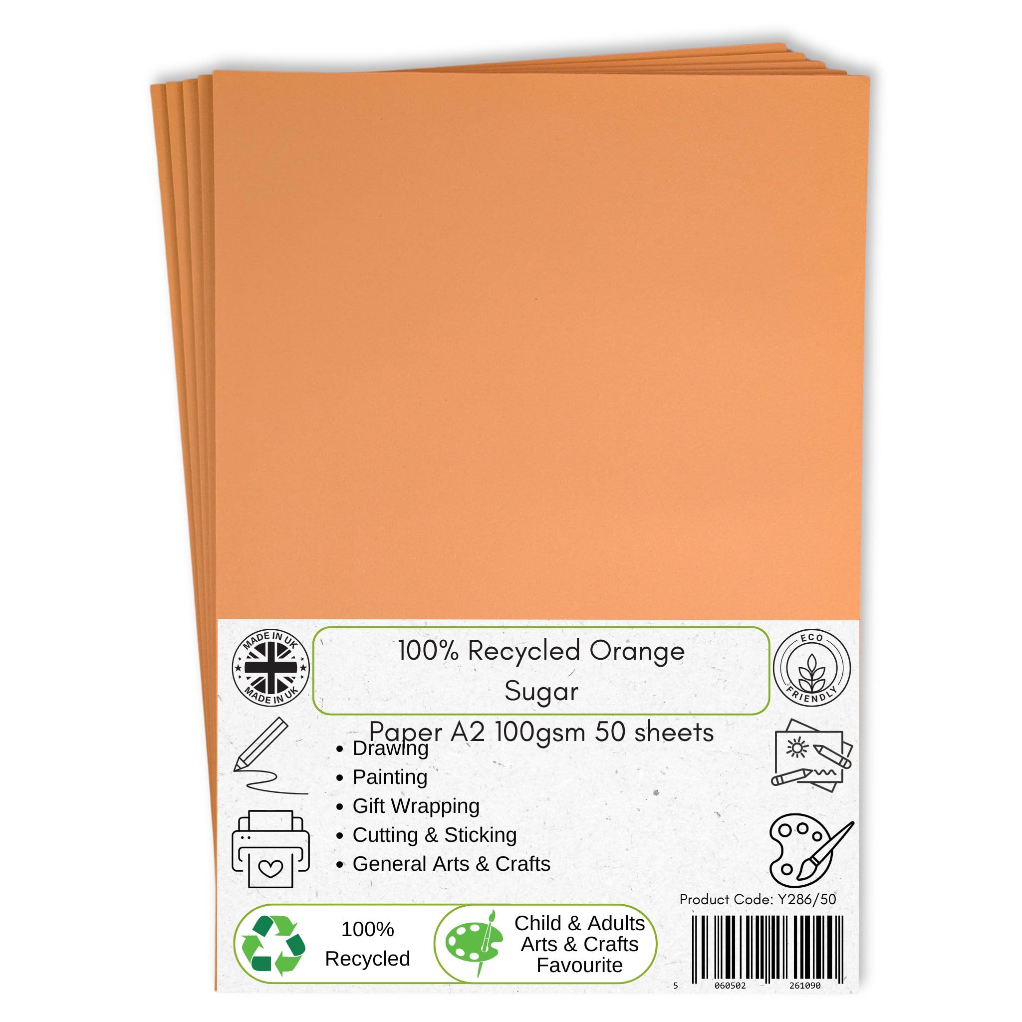 Be Creative Orange A2 Recycled Sugar Paper 100 Gsm 50 Sheets By Bcreative ®