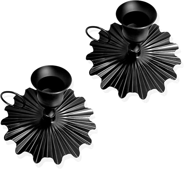 Yutedy Retro Wrought Iron Candle Holder Candlestick - Metal Candle Holders Stand for taper candle, Christmas Thanksgiving Gift Home Dinner Party Decoration ( 2 PCS)