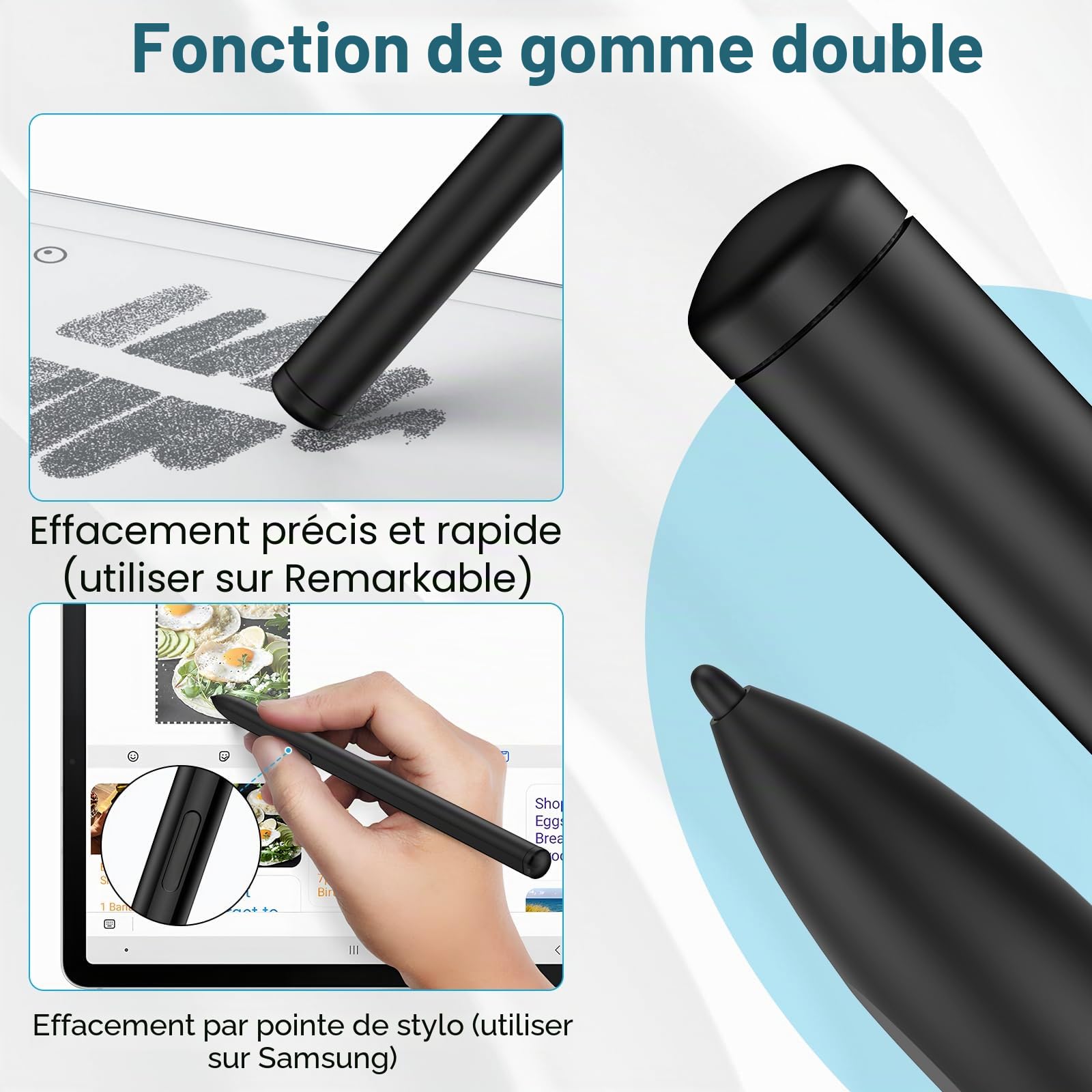 TiMOVO Stylet Magnétique EMR Compatible avec Remarkable 2 avec Gomme,Stylo Numérique pour Remarkable avec Sensibilité à la pression de 4096, Rejet de la paume pour Remarkable Marker Plus/Kindle Scribe