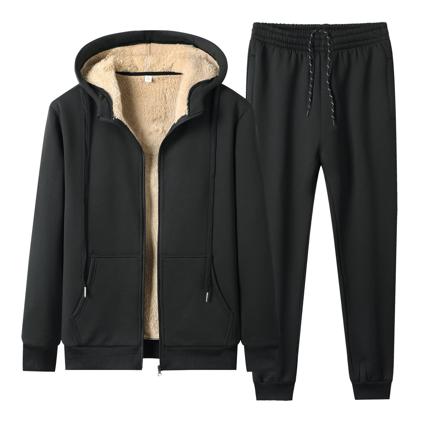 Chandal De Jogging Para Hombre Tracksuit Hombre Casual Felpa Traje dos Piezas Bolsillo Cremallera Sudadera Capucha Cordón Conjunto Pantalones Chaqueta Invierno