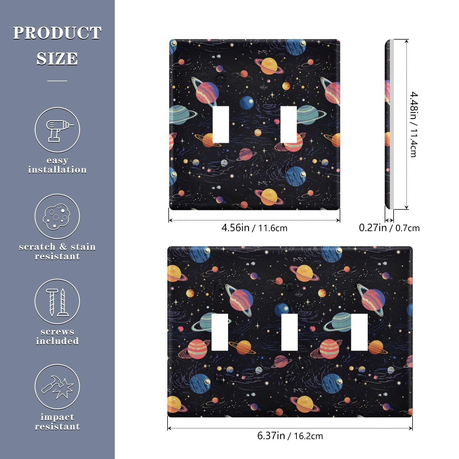 UMIRIKO Outer Space Planet Light Switch Cover Plate Covers Decorative Double Toggle Home Decor 202a8765