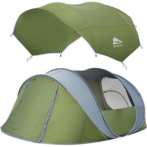 4/6 Person Easy Pop Up Tent, Waterproof, Automatic Setup,2 Doors-Instant Family Tents for Camping, Hiking & Traveling