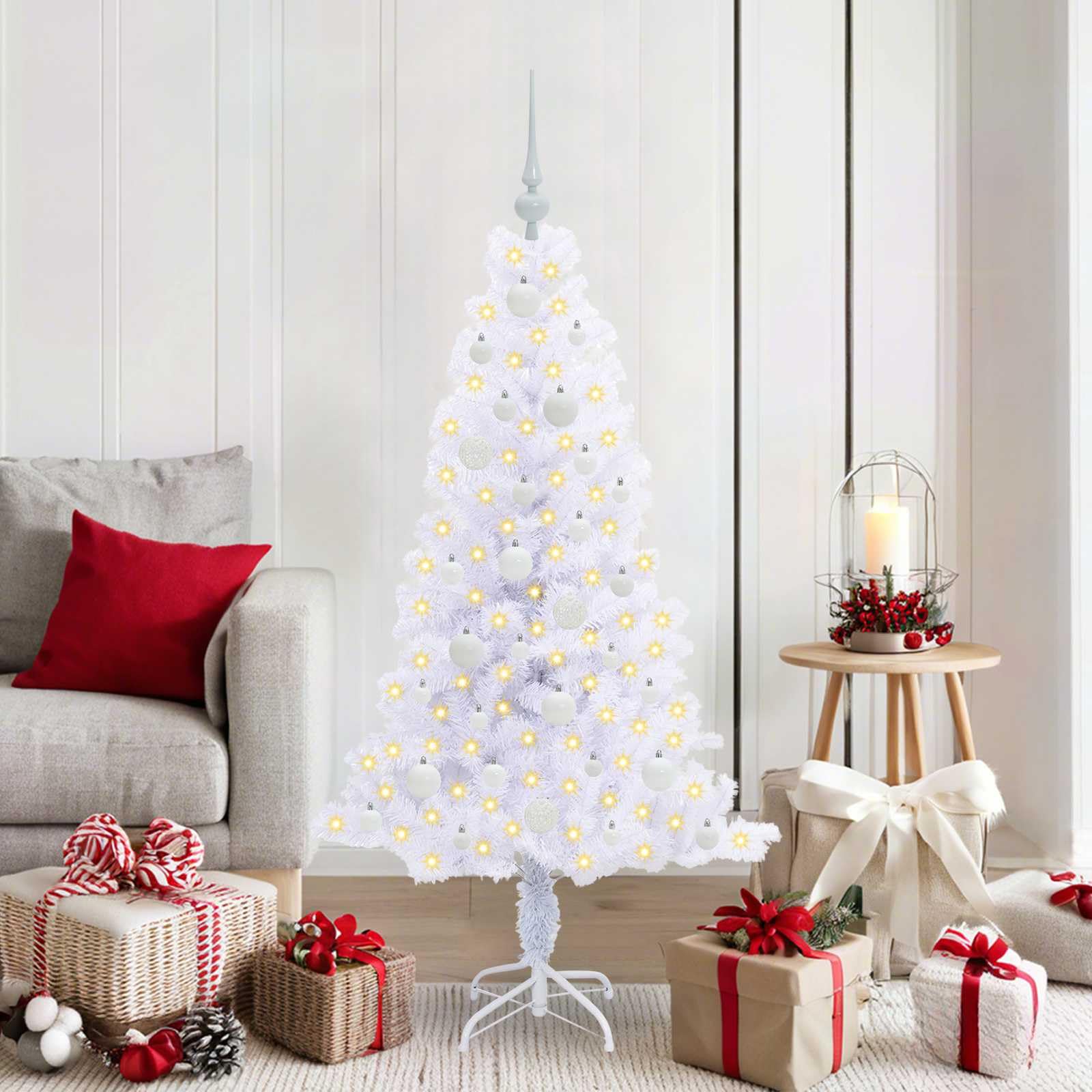 Árbol de navidad sin caída de hojas que soluciona la decoración rápida con 150 luces LED