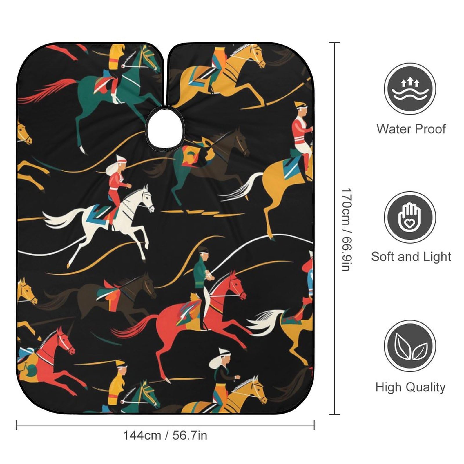 Horse Racing Hair Cutting Cape for Men Women Waterproof Barber Cape Adjustable Salon Haircut Capes