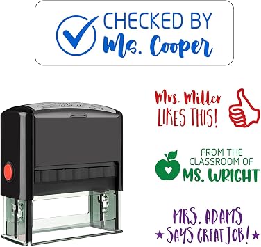Custom Self-Inking Teacher Stamps for Grading, Homework Reward, Classroom, and School Supplies,Create Personalized Teacher Name Stamp Messages and Fun DesignsStyle-2