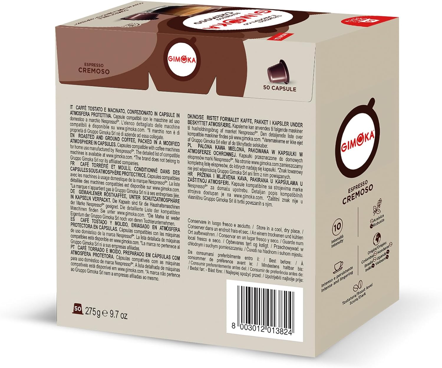 Gimoka, Espresso Cremoso, Intensità 10/13, 50 Capsule Compatibili con Sistema Nespresso, D - Analyse des détails et conception